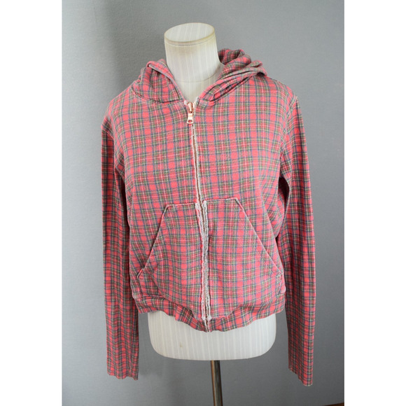 Frank & Eileen Tops - Frank & Eileen Tee Lab Hoodie Womens Small Pink Sweatshirt Plaid Made in USA